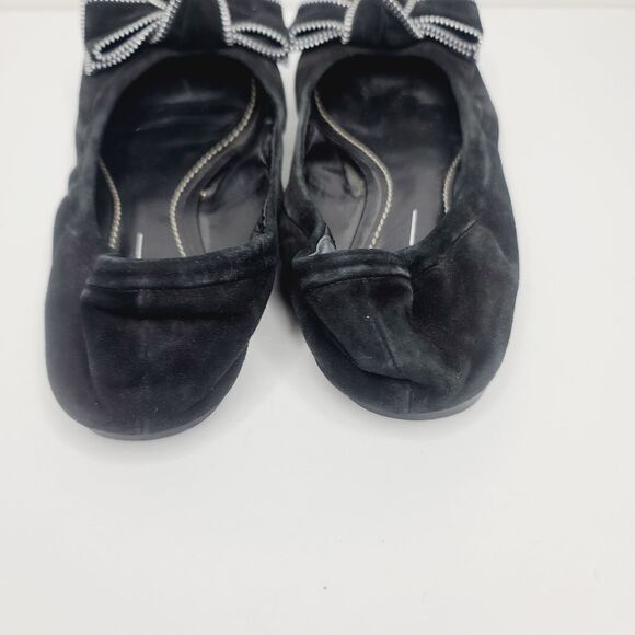 Linea Paolo Black Silver Zipper Edgy Suede Ballet Flat size 7 - Picture 5 of 14